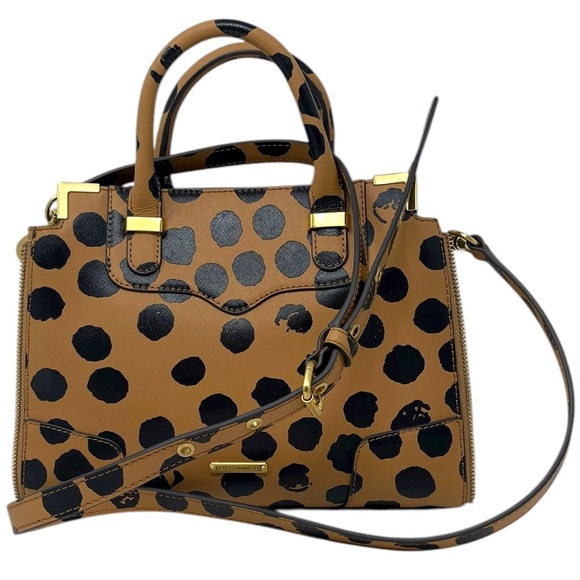 Rebecca Minkoff Handbags - Rebecca Minkoff Small Amorous Satchel Tan Black Polka Dot Leather Handbag